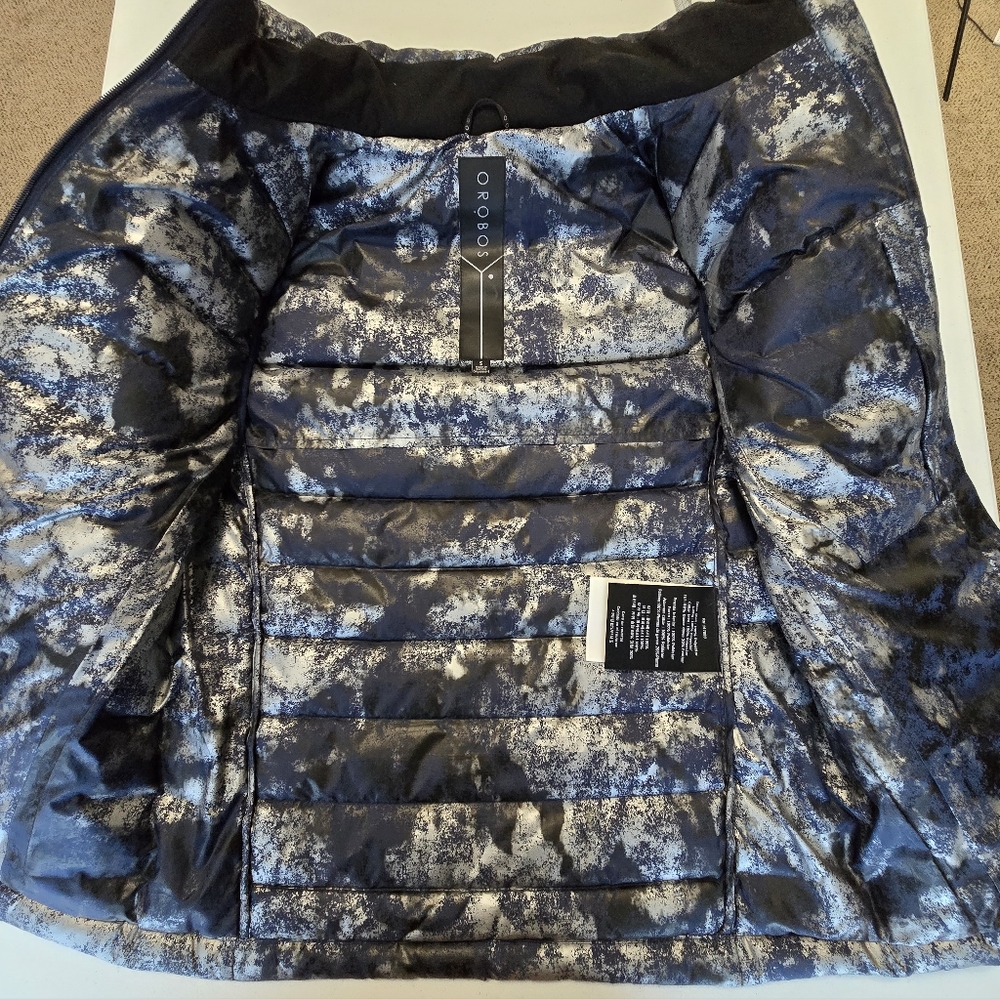 OROBOS Women's Down Puffer Vest Navy Silver Black Small Outdoor - Picture 7 of 12